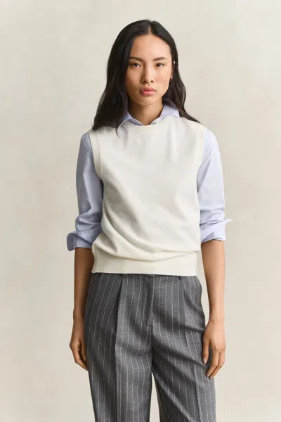 Gant Knitted Wool Vest In White