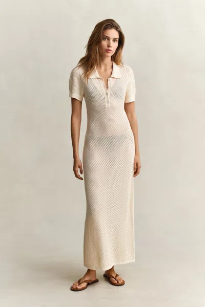 Gant Lace Knit Rugger Dress In Neutral