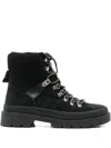 Gant Lace-up Shearling Boots In Black