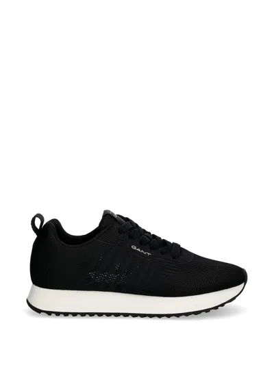 Gant Lace-up Knit Sneakers In Black