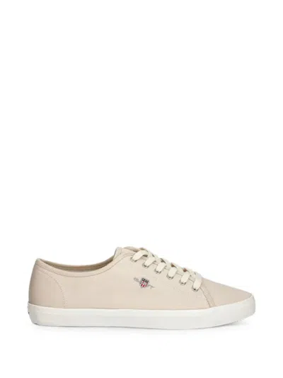 Gant Lace-up Logo-embroidered Sneakers In Neutral