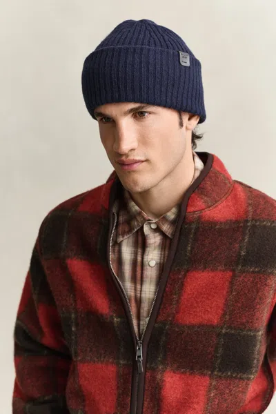 Gant Lambswool Beanie In Blue