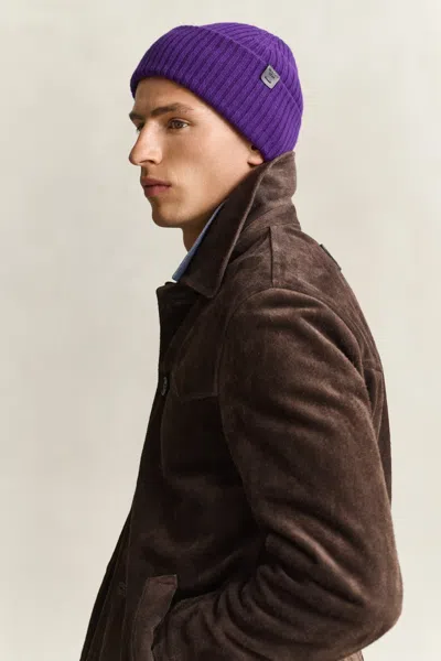 Gant Lambswool Beanie In Purple