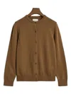 Gant Lambswool Button-up Cardigan In Brown