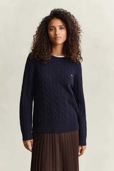 Gant Lambswool Cable Knit Sweater In Transparent