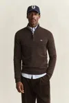 Gant Lambswool Half-zip Sweater In Brown