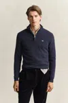 Gant Lambswool Half-zip Sweater In Blue