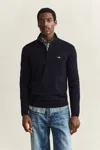 Gant Lambswool Half-zip Sweater In Blue