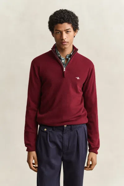 Gant Lambswool Half-zip Sweater In Red