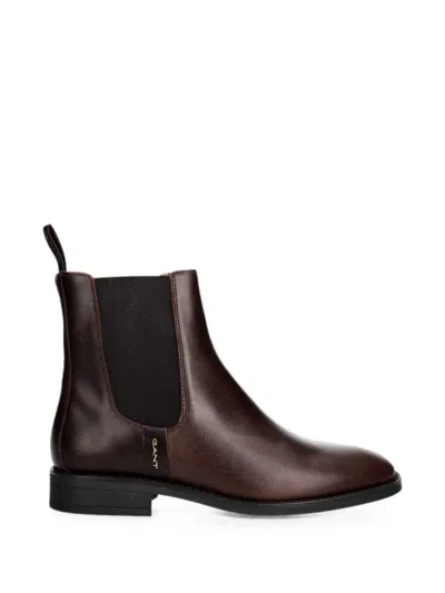 Gant Leather Elasticated-side Ankle Boots In Brown