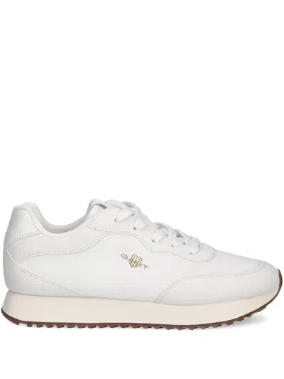 Gant Leather Logo Lace-up Sneakers In White