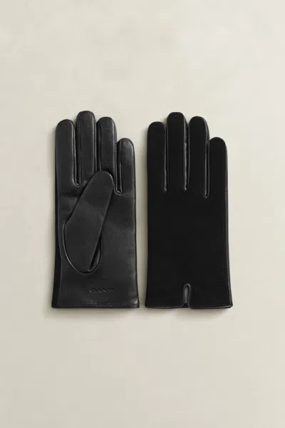 Gant Leather Suede Gloves In Black