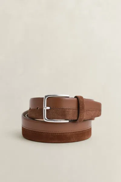 Gant Leather Suede Mixed Belt In Brown