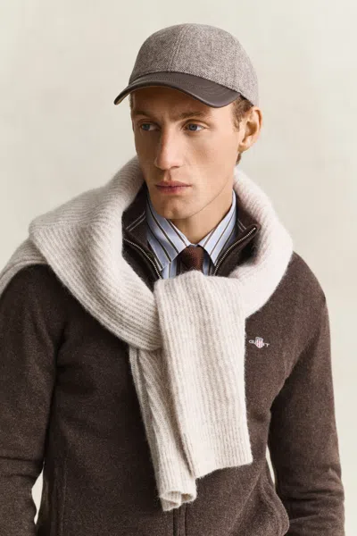Gant Leather Visor Wool Blend Cap In Gray