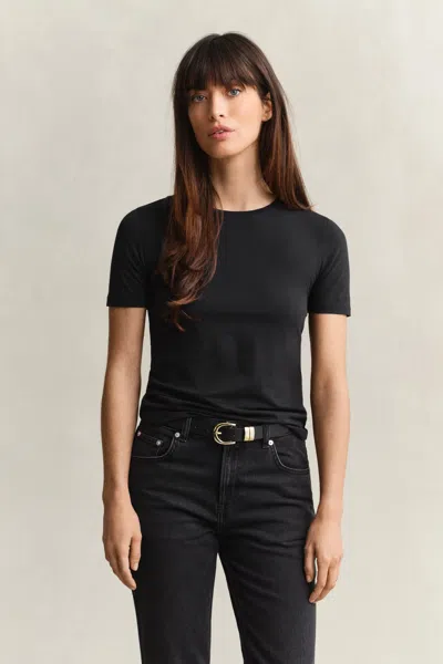 Gant Light Cotton T-shirt In Black