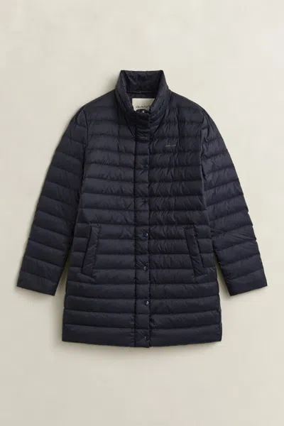 Gant Light Down Coat In Evening Blue