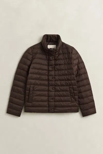 Gant Light Down Jacket In Deep Brown