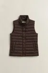 Gant Light Down Vest In Deep Brown