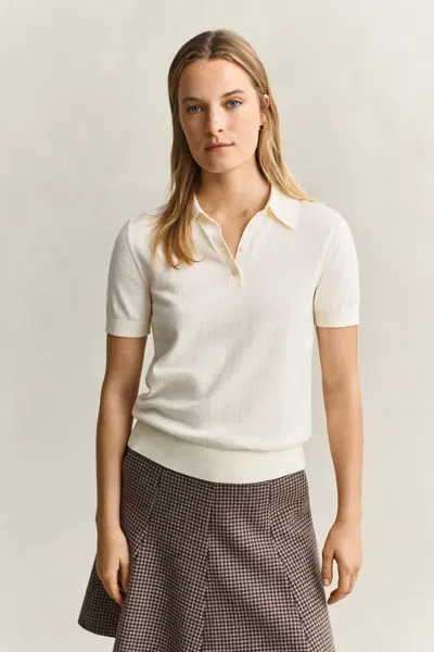 Gant Light Knitted Polo Sweater In Gold