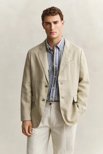 Gant Linen Blazer In Gold