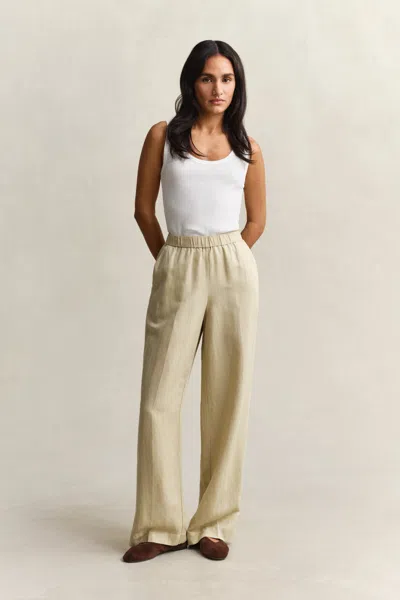 Gant Linen Blend Pants In Neutral