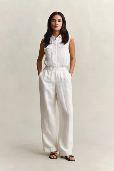 Gant Linen Blend Pants In White