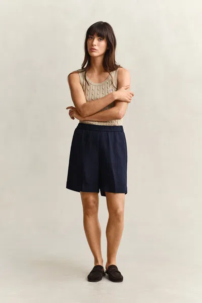 Gant Linen Blend Shorts In Blue