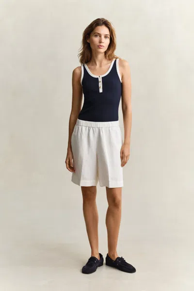 Gant Linen Blend Shorts In Blue