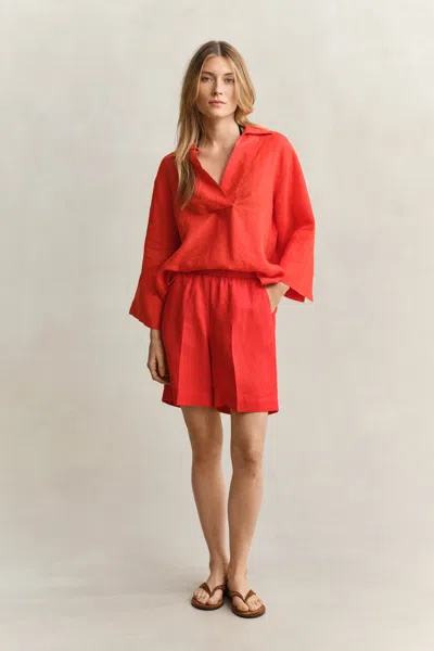Gant Linen Blend Shorts In Red