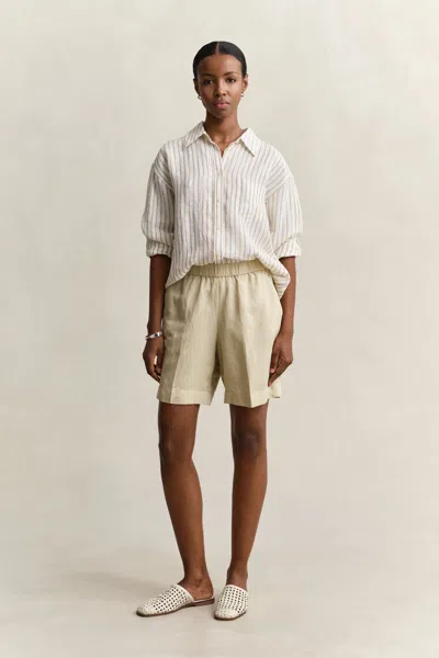 Gant Linen Blend Shorts In Yellow