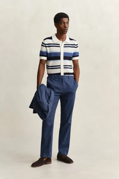 Gant Linen Blend Suit Pants In Blue