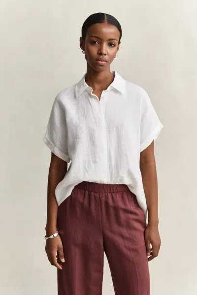 Gant Linen Cap Sleeve Shirt In Pink