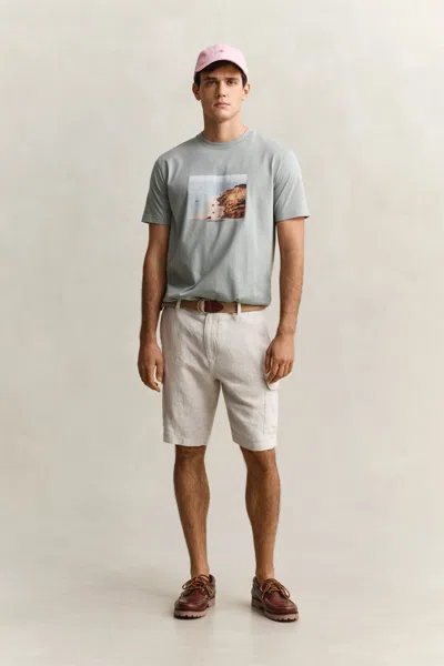 Gant Linen Cargo Shorts In Neutral
