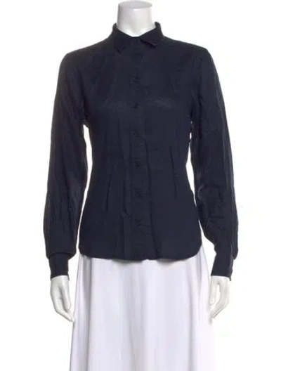 Pre-owned Gant Linen Long Sleeve Button-up Top In Blue