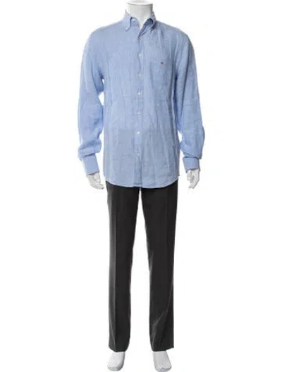 Pre-owned Gant Linen Long Sleeve Dress Shirt In Blue