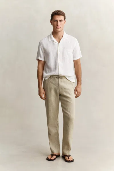 Gant Linen Pants In Brown