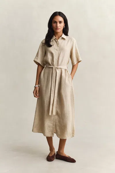 Gant Linen Shirt Dress In Neutral