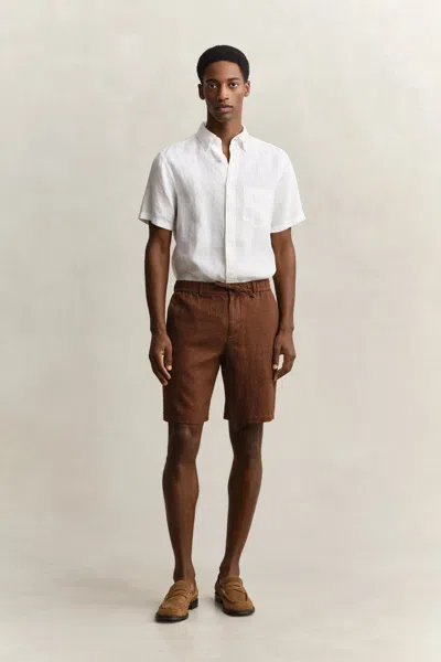 Gant Linen Shorts In Brown
