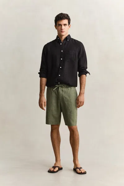 Gant Linen Shorts In Green