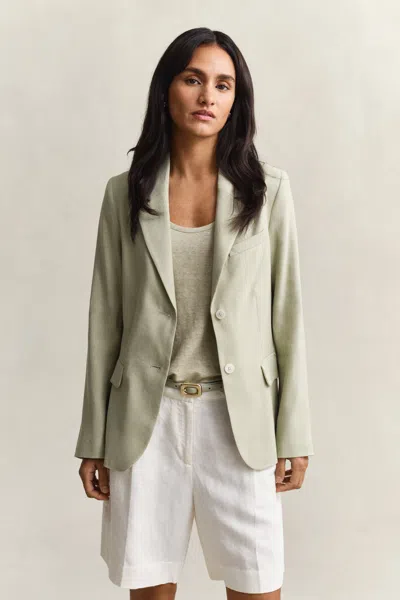 Gant Linen Stretch Blazer In Green