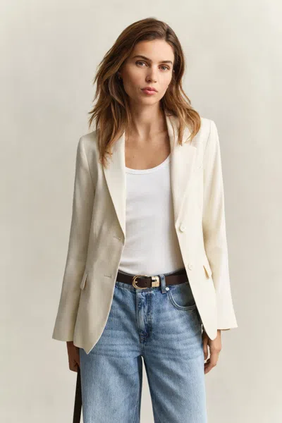 Gant Linen Stretch Blazer In White