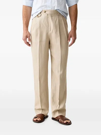 Gant Linen Tailored Trousers In Neutral