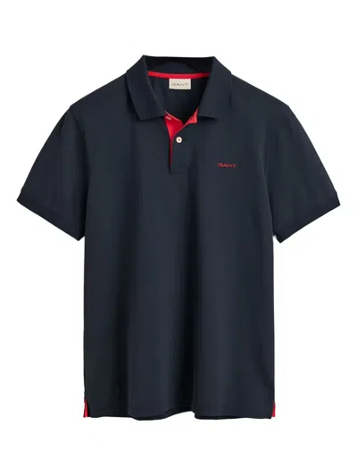 Gant Logo-detail Polo Shirt In Black