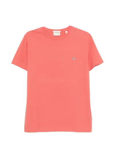 Gant Logo-detail Short-sleeve T-shirt In Pink