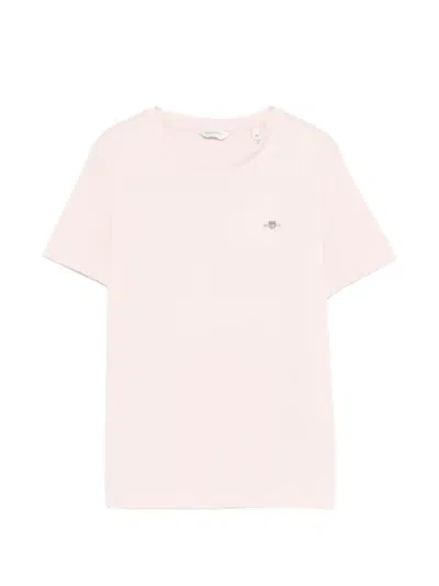 Gant Logo-detail T-shirt In Pink
