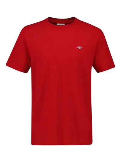 Gant Logo-detail T-shirt In Red