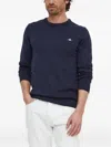 Gant Logo-embroidered Crew-neck Sweater In Blue