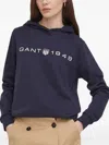 Gant Logo-embroidered Hoodie In Blue