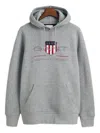 Gant Mens Regular Fit Archive Shield Pullover Hoodie In Gray