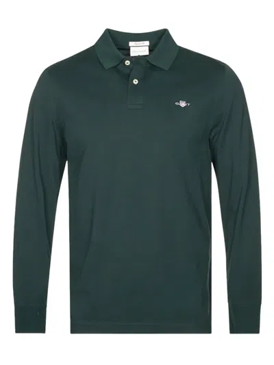 Gant Logo-embroidered Polo Shirt In Green